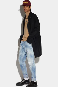 Zipped Banker Soft Shoulder Straight Coat